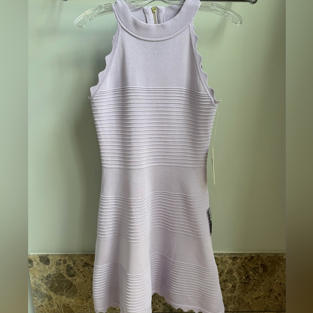 Eliza J Lavender Scalloped Halter Dress
